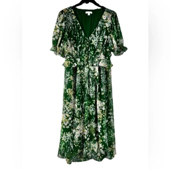 LC Lauren Conrad Floral Green Midi Dress LC Lauren Conrad Floral Green Midi Dress